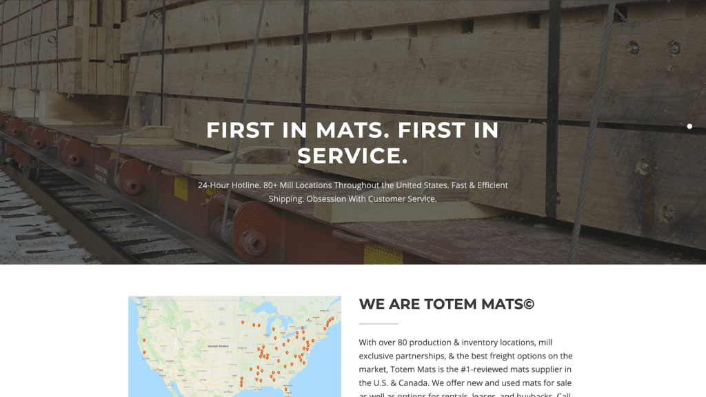 Totem Mats Manufacturing Website Design Before