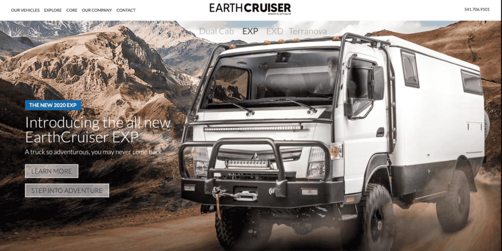 EarthCruiser Manufacturing Website Design Before