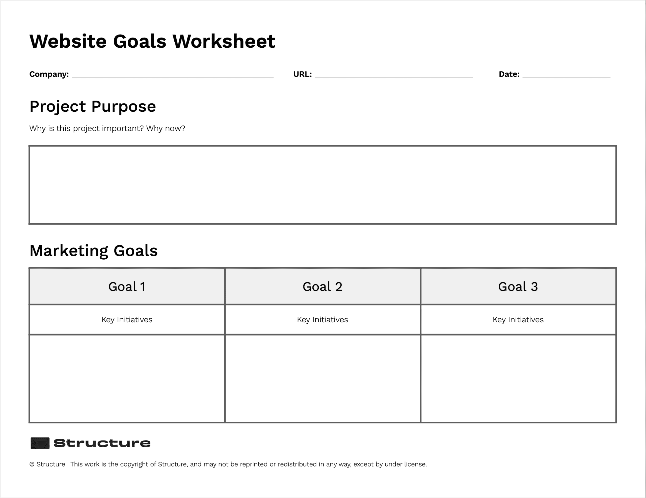 Website Goals Worksheet 1
