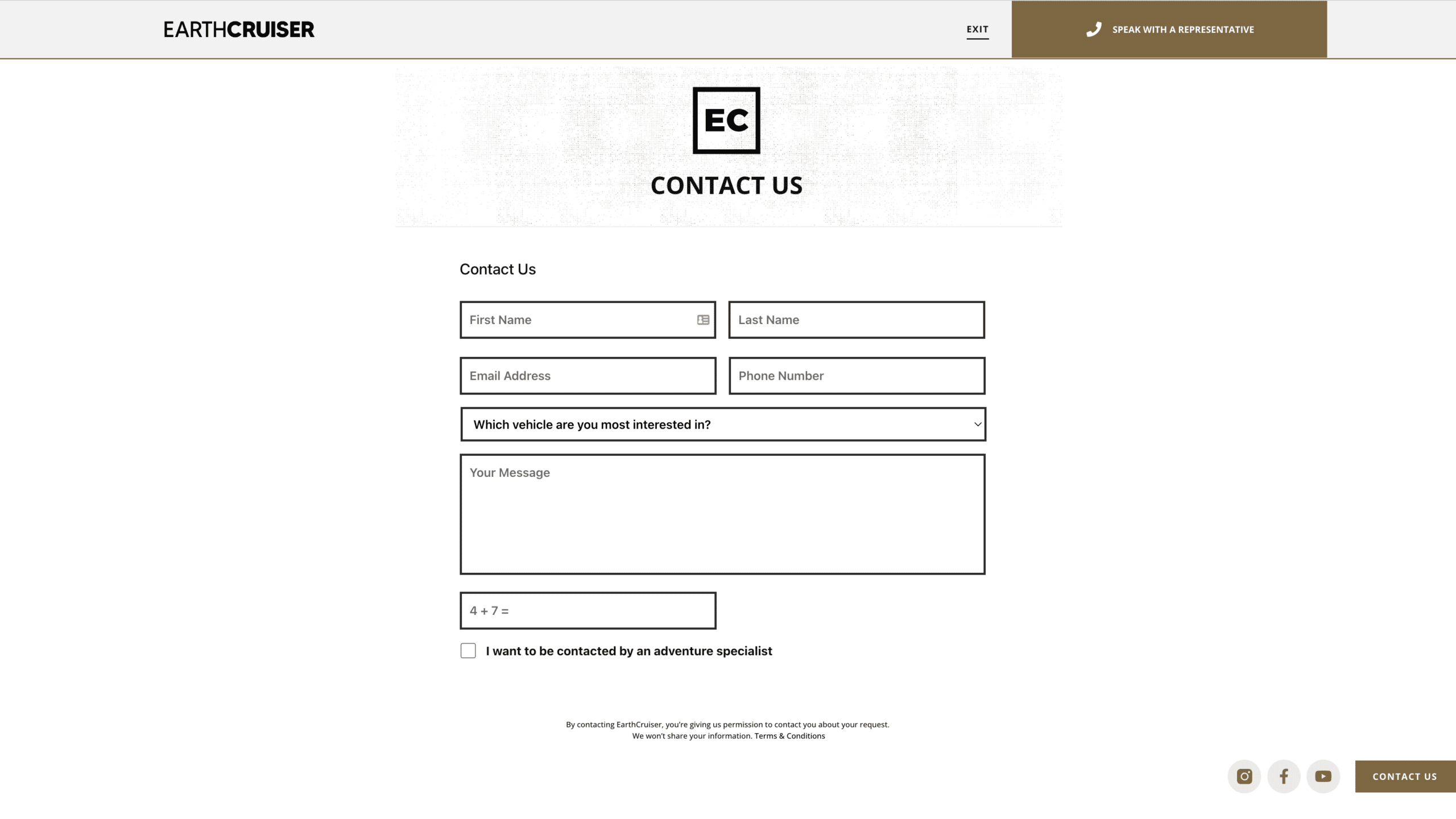 Earthcruiser contact form submit button
